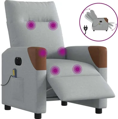 Image de Fauteuil de massage inclinable électrique gris clair tissu