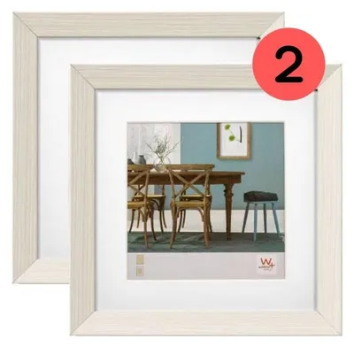Fotoliste 20x20 cm, Holz, mit Passepartout, 2 Stück, Weiß
