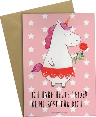 Produktbild von Mr. & Mrs. Panda Beileidskarte Einhorn Dame - Rot Pastell - Geschenk, Grußkarten, Einhörner, Bachelorette, Grußkarte, Bachelor, Unicorn, weihnachtskarten, hochzeitskarten