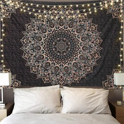 Produktbild von Bohémska mandala gobelín, Hippie gobelín, psychedelický páv gobelín, Boho gobelín, nástenný záves do spálne (230 cm x 180 cm, farba 5)