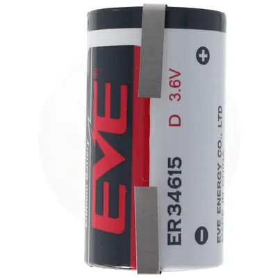 Produktbild von EVE ER34615 D S EVE Prod. č.: ER34615DSEVE 3,6 V 19000 mAh so spájkovacími značkami v tvare U