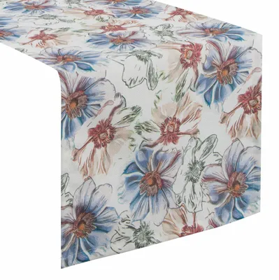 Image de Nappe festive Décoration de table FLORE 7 40x140 cm bleu