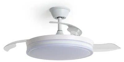 Produktbild von Deckenventilator mit Licht Lautlos DC einziehbare Flügel Dalori Evo Transparent Fernbedienung Mittel (zwischen 10-20 m²) 105 cm Weiß