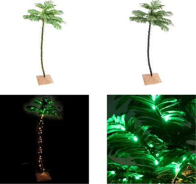 Produktbild von vidaXL Künstliche Palme mit 96 LEDs Warmweiß 180 cm - LED-Baum - LED-Bäume - Künstliche Palme - Künstliche Palmen