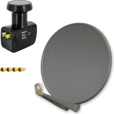 Produktbild von DELUXE100 SAT Anlage 100cm Alu Anthrazit Twin LNB 2 Teilnehmer Sky Full HD 3D TV Set