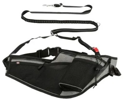 Immagine prodotto di TRIXIE - Cintura da corsa per cani - 70–130 cm - guinzaglio 1,15–1,50 m - nero grigio