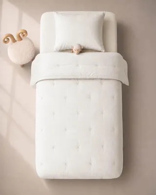 Produktbild von Waschbares Bettdecken HOOMstyle + Kissenbezug - Kinderbettwäsche - Mikro-Percale - Weiß
