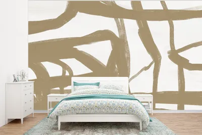 Produktbild von MuchoWow® Fototapete für Wohnzimmer oder Schlafzimmer Wandtapete Vinyl Motivtapete Braun - Weiß - Abstrakt - 350x260 cm - Wohnzimmer-Tapete