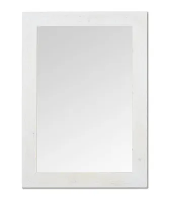 Obrázek produktu pro MO.WA Nástěnné zrcadlo s dřevěným rámem 51 x 71 cm, bílé shabby chic, rustikální, geometrický styl, venkovské zrcadlo obdélníkové do ložnice, zrcadlo do předsíně