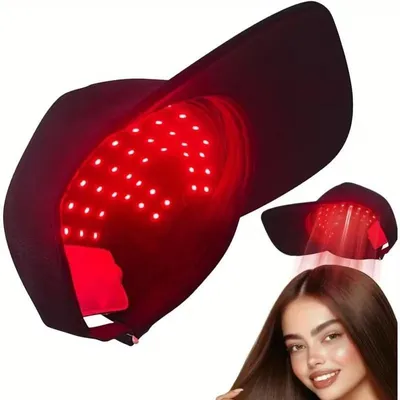 Obrázok produktu pre Laserová čiapka na rast vlasov – terapia červeným LED svetlom – červené svetlo 630 nm – blízke infračervené žiarenie (NIR) – 70 LED diód – USB-C 5 V/1 A – proti vypadávaniu vlasov – čierna sada