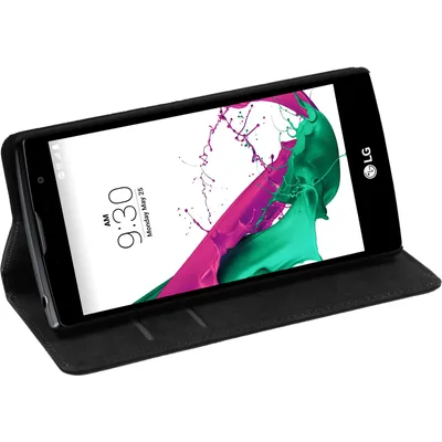 Produktbild von PhoneNatic Kunst-Lederhülle kompatibel mit LG G4c - Book-Case schwarz + 2 Schutzfolien