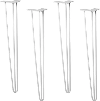 Produktbild von WAGNER Möbelbeine HAIRPIN LEGS Retro 4tlg. Set - 12 x 12 x 71 cm, Stahl, hellgrau, Bein schräg & Anschraubplatte - 12827604