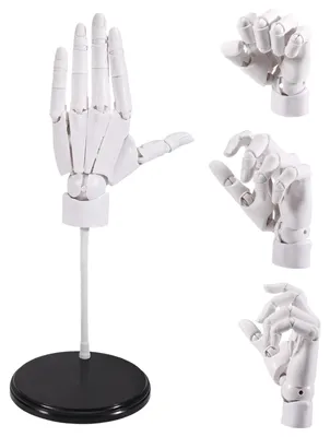 Artikuliertes Handmodell aus PVC, 21×11 cm, weiß, mit 5 Nagelstücken
