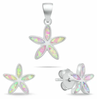 Produktbild von Florales Silberschmuckset mit synthetischen Opalen SET288WP