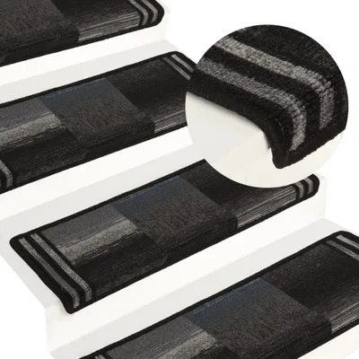 Immagine prodotto di The Living Store Tappetini per gradini autoadesivi 5 pezzi 65x21x4 cm Nero Grigio