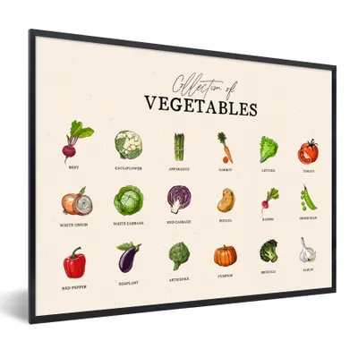 Produktbild von MuchoWow® Gerahmtes Poster Gemüse - Lebensmittel - Küche 80x60 cm - Poster mit Schwarzem Bilderrahmen Wandposter Rahmen Foto Bilder - Schwarzem - Mit Gestell