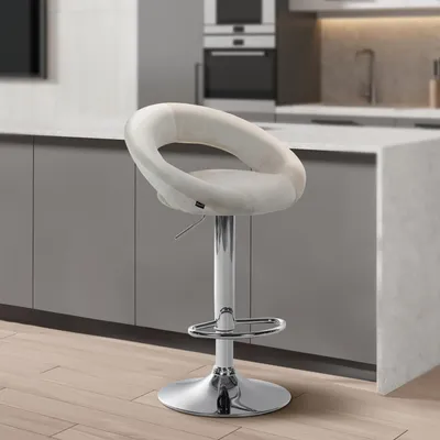 Produktbild von Barhocker HLO-CP288 Samt chrom  creme