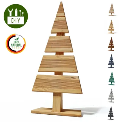 Immagine prodotto di Floranica Albero di Natale DIY in legno 60x27cm Naturale Decorazione natalizia per interni ed esterni albero in legno di larice da personalizzare