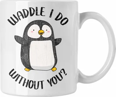 Produktbild von Trendation - Valentinstag Tasse Geschenk für Ihn Sie Lustig Pinguin Grafik  Geschenkidee Becher Freund Freundin Liebe Paare Wortspiel (Weiß)