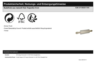 Produktbild von Nudelholz aus Holz