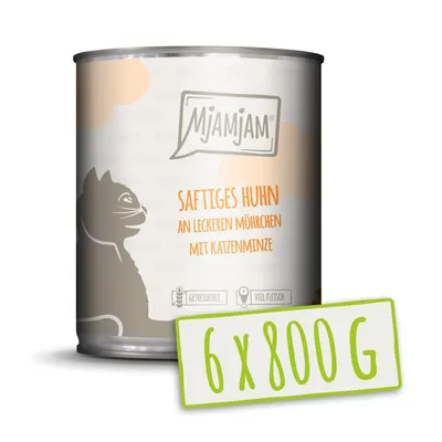 Produktbild von MjAMjAM - 6x800g Huhn an Möhren Nassfutter für Katzen Alleinfuttermittel