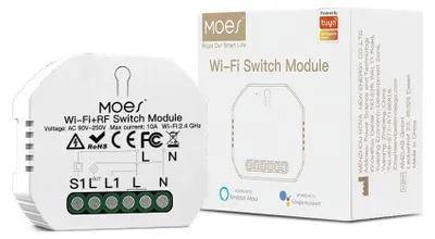Immagine prodotto di Interruttore intelligente MOES RF433 da incasso, modulo relè intelligente fai-da-te