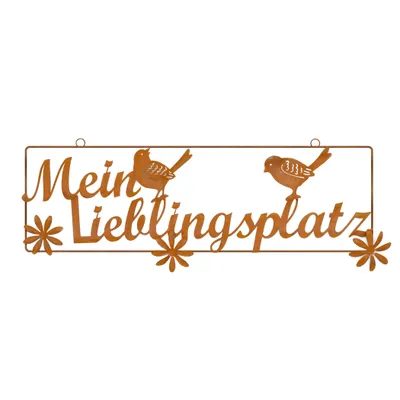 Produktbild von Garten Schild zum aufhängen MEIN LIEBLINGSPLATZ / Metall Rost - ca. 54 x 19 cm