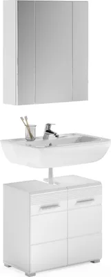 Produktbild von Badezimmer-Set >Linus< in Weiß Hochglanz - 60x182x34cm (BxHxT)