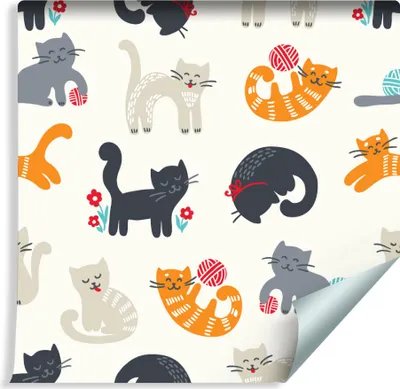 Produktbild von 10m VLIES TAPETE Rolle Kinderzimmer Tiere Katzen Strickwolle Blumen XXL