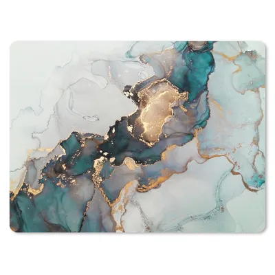 Produktbild von MuchoWow® Mauspad Mousepad Blau - Marmor - Gold 23x19 cm - Mousepads - Maus Mat - Pad - Mausunterlage - Schreibtischunterlage - Mauspad
