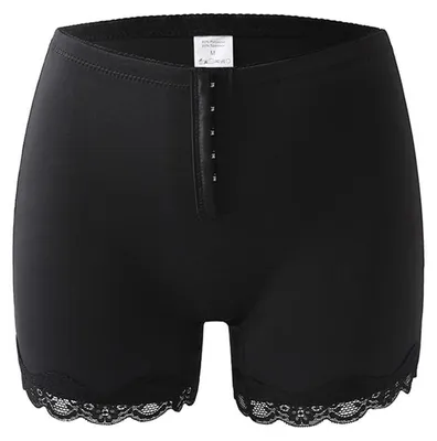 Produktbild von KOEMCY Bauchweg Unterhose Damen Taille Enhancer Shapewear Hip Lift Panty Verstellbarem Rippenknopf Spitze Unterhose Po Push Up Hip Miederhose hoher Taille Unterwäsche (Schwarz L)