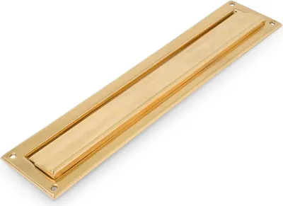 Produktbild von Briefkastenklappe Messing 342x73 mm - für Wände oder Innen- und Außentüren - Öffnungsmaß: 246x48 mm - Goldfarben