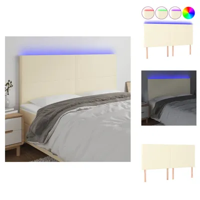 Produktbild von vidaXL LED Kopfteil Creme 180x5x118/128 cm Kunstleder -  Kopf- & Fußenden