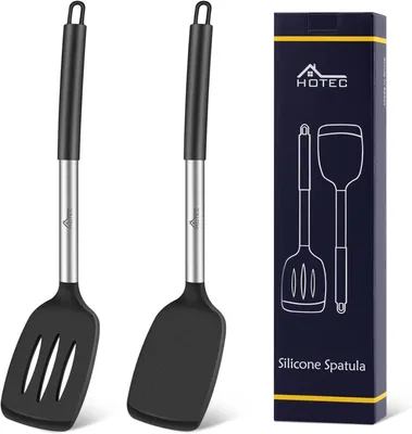 Produktbild von Hotec Pfannenwender Silikon Set, 2-teilig, Schwarz 34.8cm