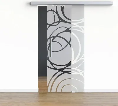 Produktbild von Pertura Glasschiebetür Komplettset Glera Mystic 02 1025x2175 mm Rechts inkl. Beschlag Selir Aluminium natur,Stangengriff