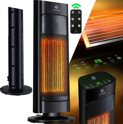 Produktbild von KESSER® Heizlüfter mit Fernbedienung energiesparend leise 2000W Keramik Heizstrahler Standheizstrahler 15-30°C - Schnellheizer mit 80° Oszillationsfunktion 24h Timer  Heizung Turmheizstrahler