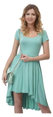 Produktbild von Damen Kleid Dress Asymetrisch Top Raffungen Minikleid Gr. S/M; Mintgrün