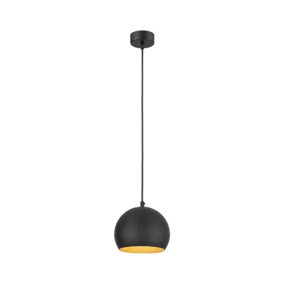 Produktbild von Pendelleuchte Metall Ø 17 cm rund H: max. 150 cm Schwarz E27 Kugel Schirm Retro Hängeleuchte
