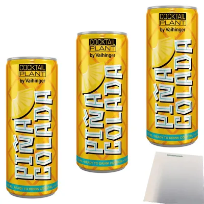 Produktbild von Cocktail Plant Pina Colada 10% 3er Pack (3x0,25l Dose) + usy Block