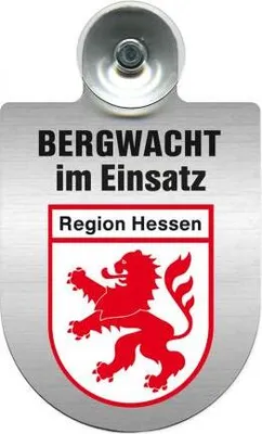 Produktbild von Einsatzschild mit Saugnapf - Bergwacht im Einsatz - incl. Regionenwappen nach Wahl 393807 Color - Region Hessen