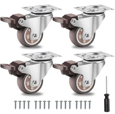 Produktbild von Bockrollen 1,5", mit Bremsen, 300Lbs Tragfähigkeit, 4 Stück, für Möbel