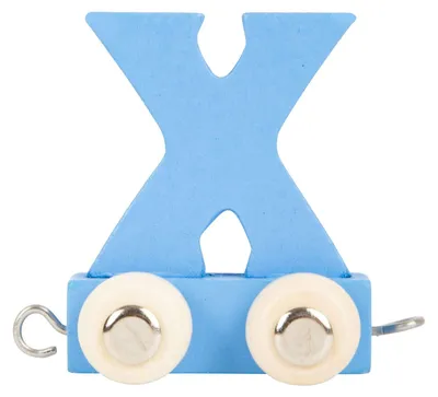 Image de Small Foot - Train de lettres en bois bleu - X - 12 pièces