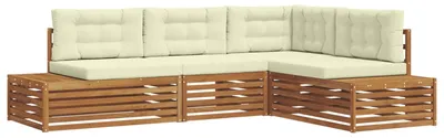 Produktbild von vidaXL Outdoor-Sofagarnitur mit Kissen 4 Stück Natur und Creme