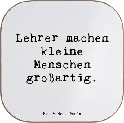 Produktbild von Mr. & Mrs. Panda Untersetzer Glas Spruch Lehrer Großartig - Weiß - Geschenk, Aufmerksamkeit, Geburtstagsgeschenk, Wertschätzung, eckiger, Danke sagen, Bedanken, Coaster