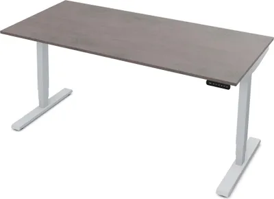 Produktbild von ASSMANN Elektrisch höhenverstellbarer Schreibtisch Y-Line Sichtbeton Anthrazit Weißaluminium, 160x70cm, Memoryfunktion, Kollisionsschutz,