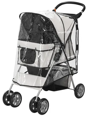 Produktbild von PawHut Hundetrolley, faltbarer Hundebuggy, Hundewagen mit Regenverdeck, Grau