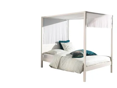 Produktbild von Himmelbett Charlotte 140x200 mit Voile - weiß