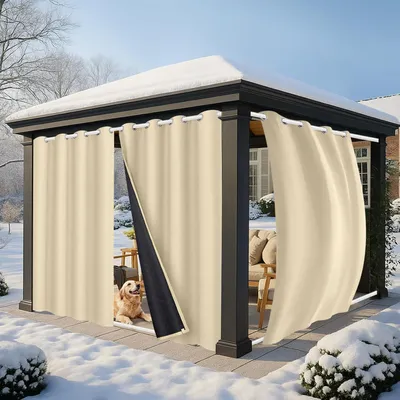 Immagine prodotto di Tende termiche, tessuto velluto, pannelli divisori, set da 2, color beige