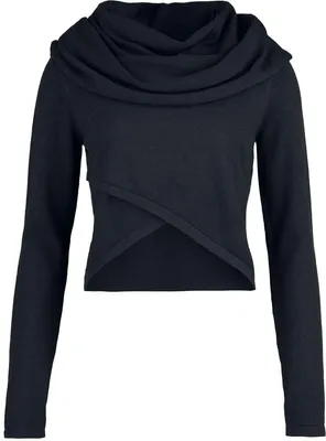 Produktbild von Black Premium by EMP Damen schwarzer Strickpullover mit Schalkragen XXL