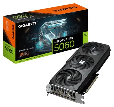 Produktbild von GIGABYTE GeForce RTX 5060 GAMING OC V2 8G – Grafikkarte, 8GB GDDR7, 128bit, PCI-E 5.0, 2602 MHz Core Clock, 3 × DisplayPort, 1 × HDMI, DLSS 4, GV-N5060GAMING OC V2-8GD, GeForce RTX 5060, 8 GB, GDDR7, 128 Bit, 7680 x 4320 Pixel, PCI Express 5.0